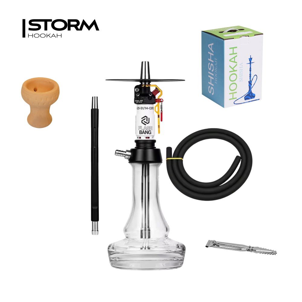 Кальян HOOKAH WHITE Flash Bang Yellow (повний комплект, нерж)
